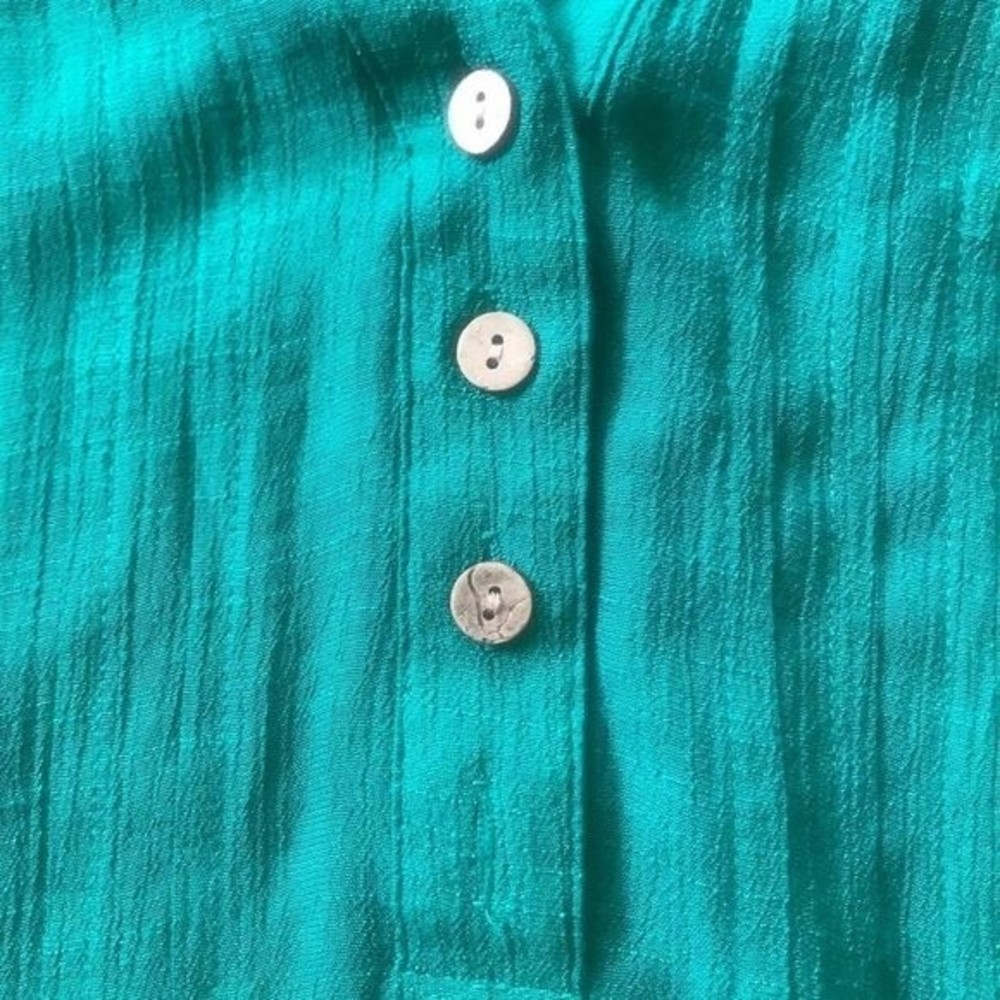 ZAC & RACHEL Top Loose Fit Green Long Sleeves Deep V Size S - Picture 3 of 4